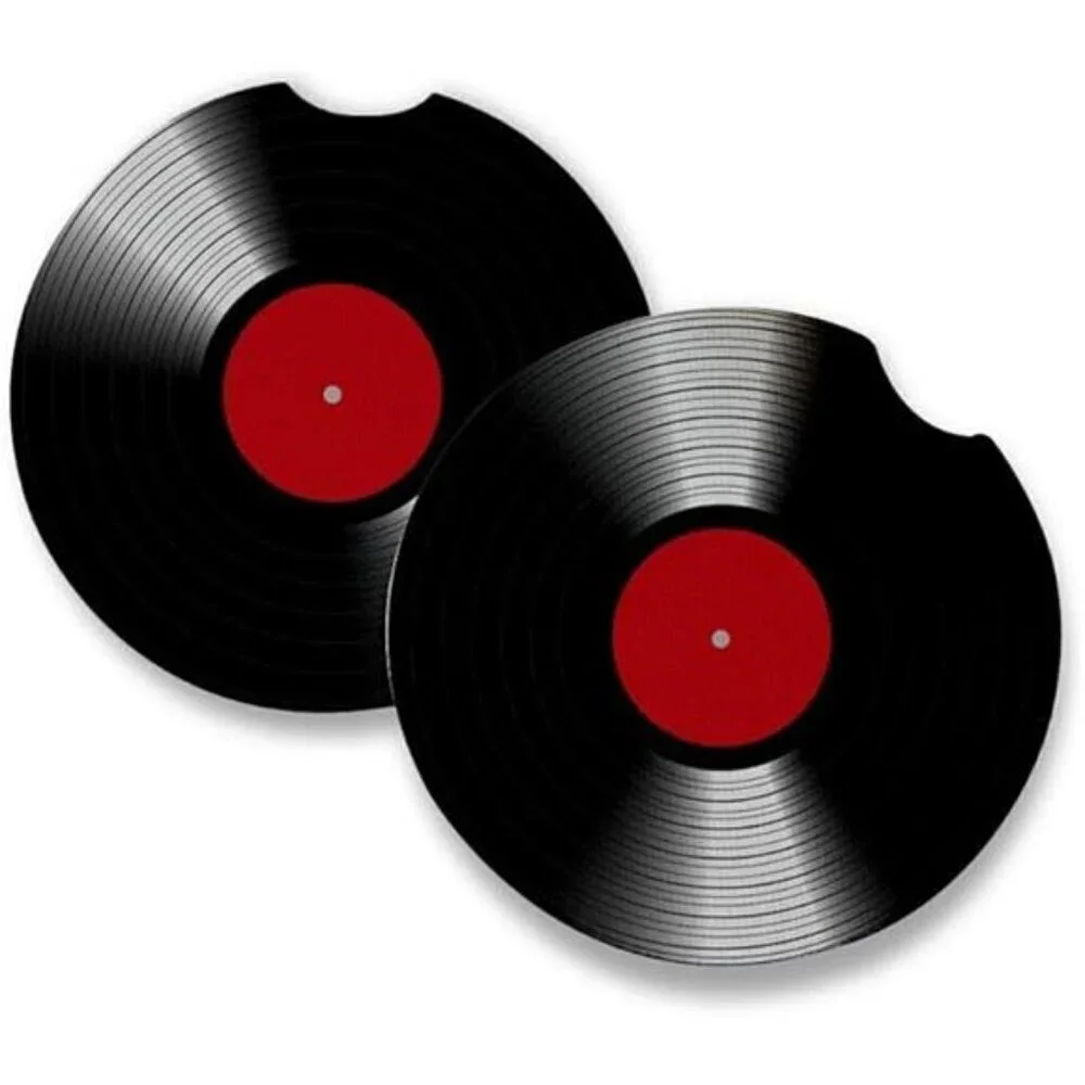 Car Cup Coasters Vinyl Record 2-Pack Cup Holder Anti Slip Rubber Vehicle